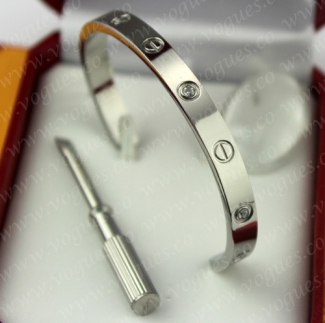 Cartier Semi-Open Love Bracelet White Gold 4 Diamonds